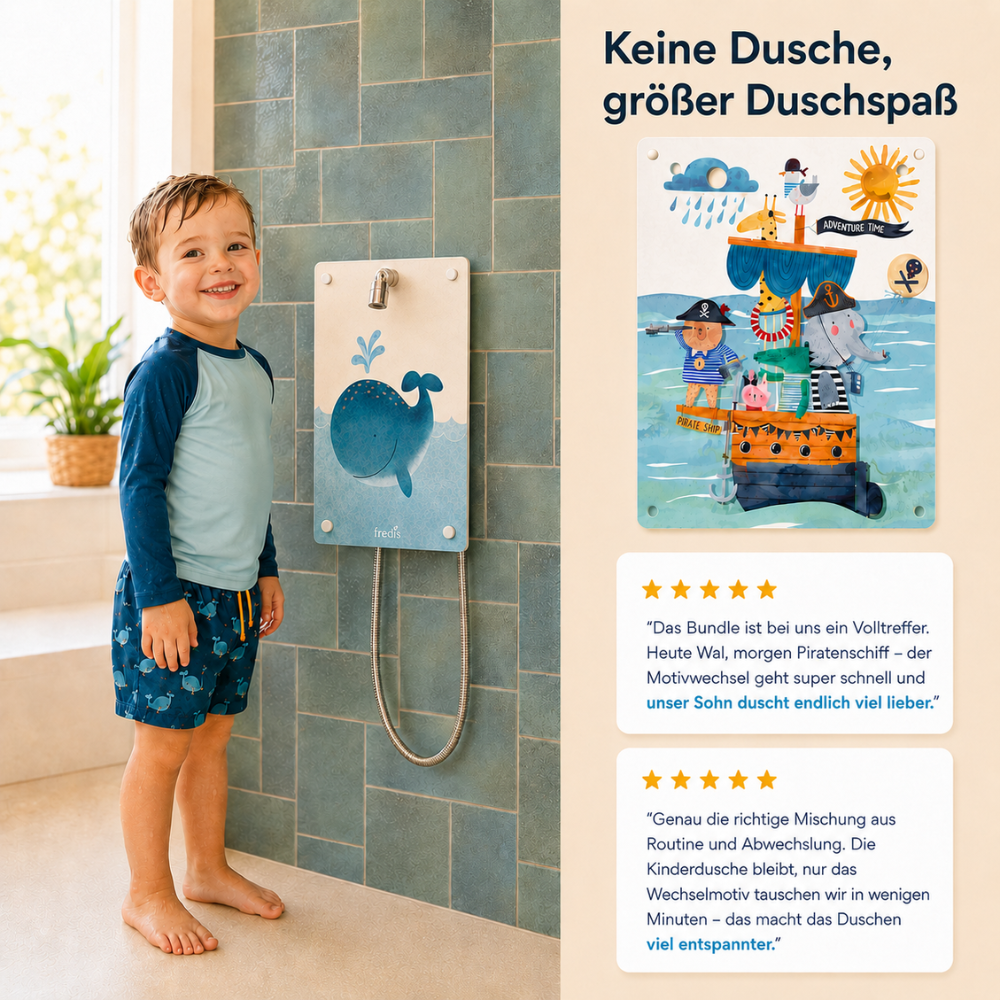 Kinderdusche mit Wechselmotiv