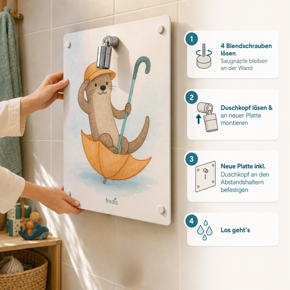 Kinderdusche mit Wechselmotiv