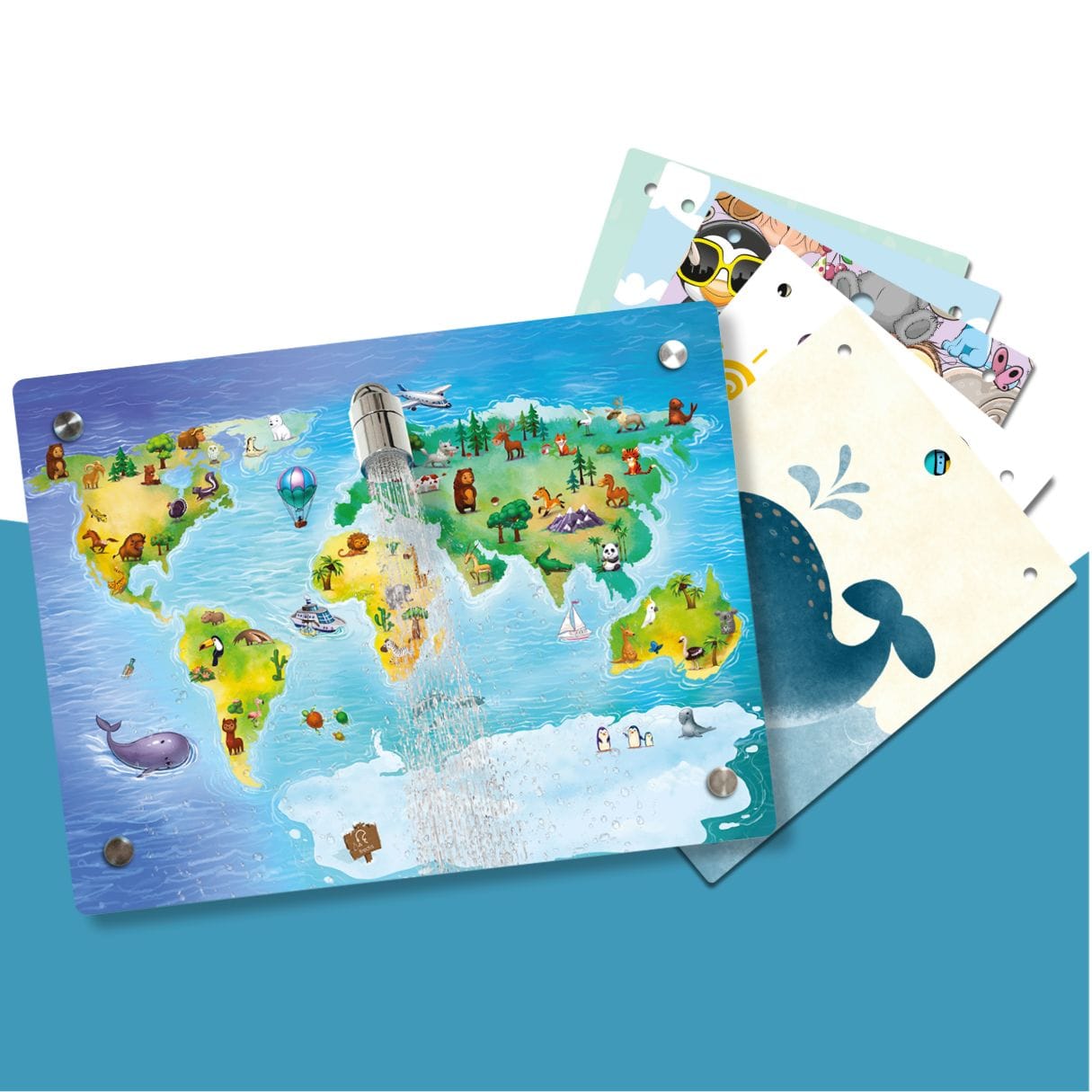 Kinderdusche Weltkarte & Wechselmotiv