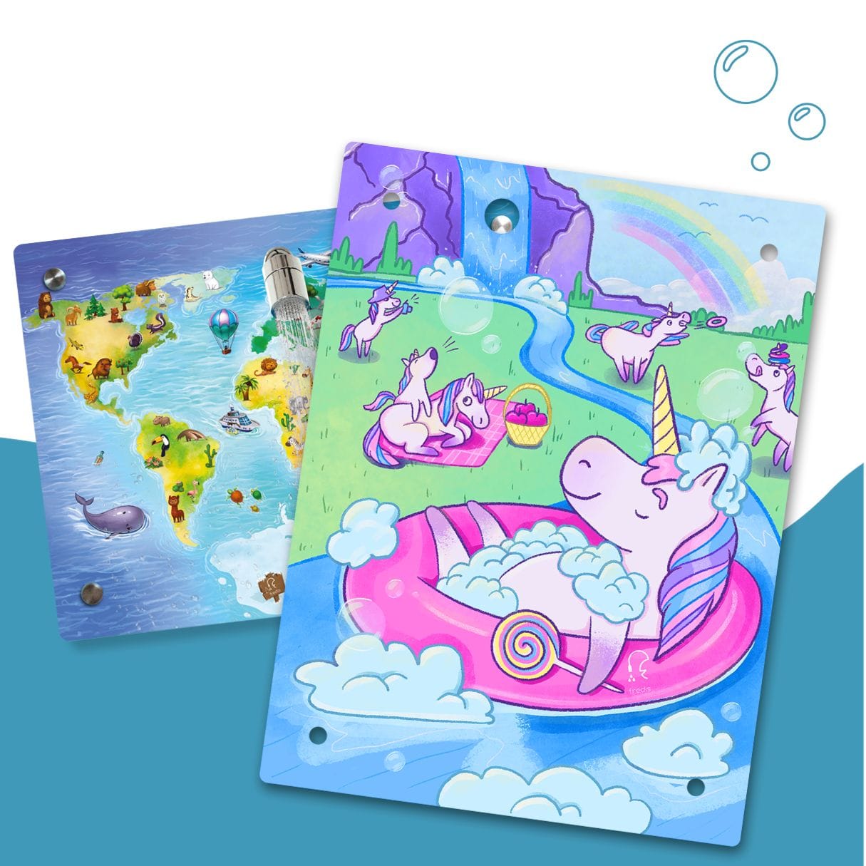 Kinderdusche Weltkarte & Wechselmotiv