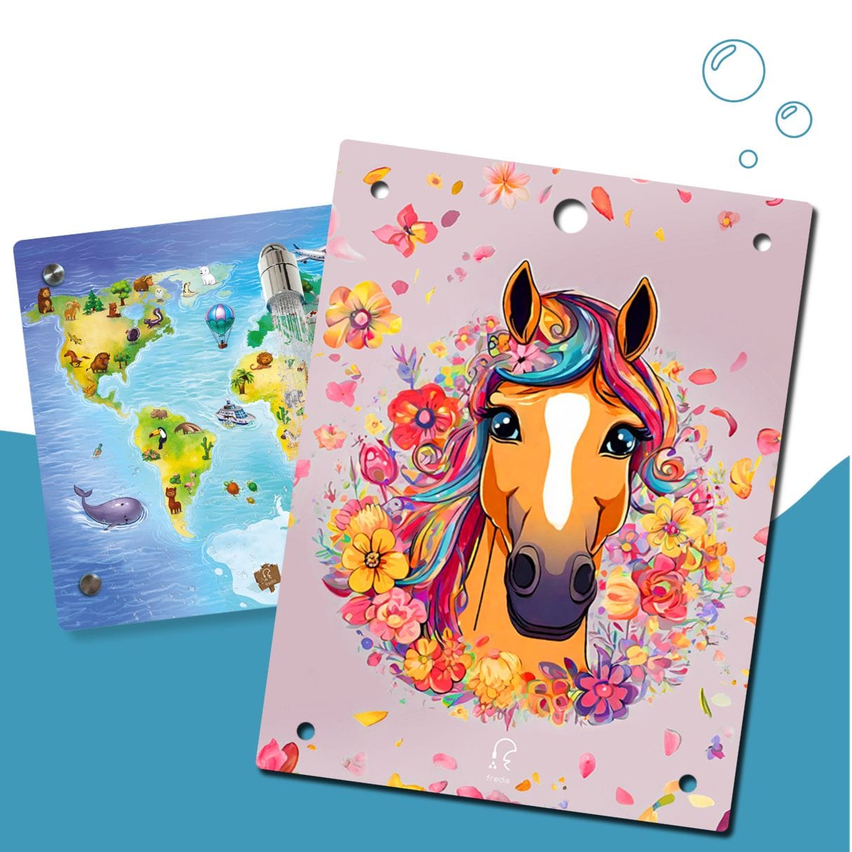 Kinderdusche Weltkarte & Wechselmotiv