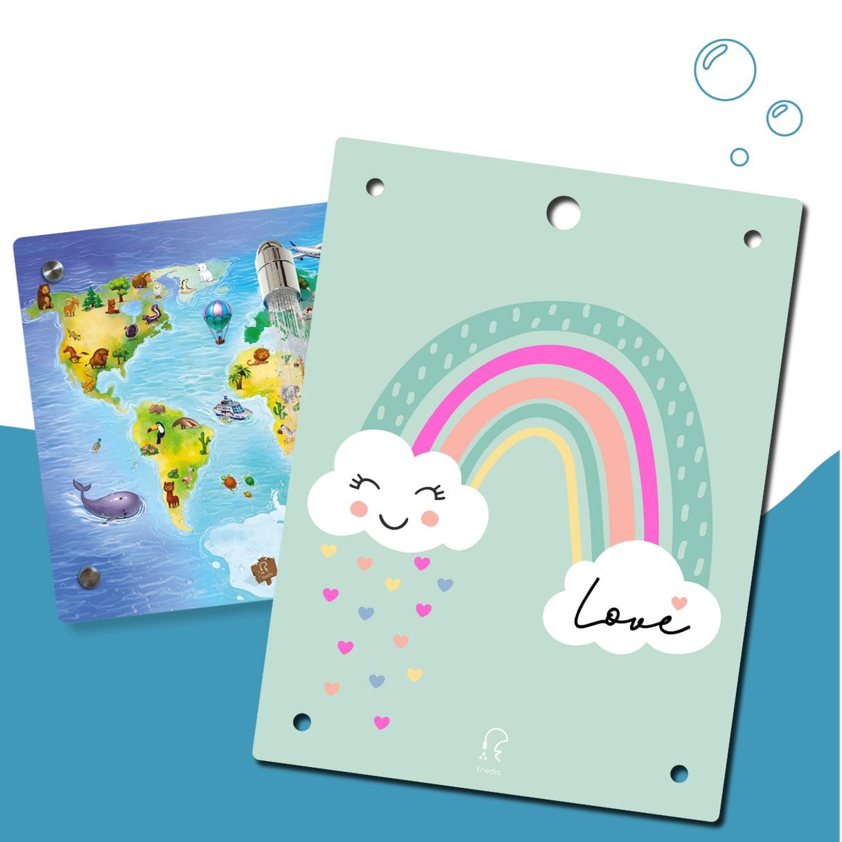 Kinderdusche Weltkarte & Wechselmotiv