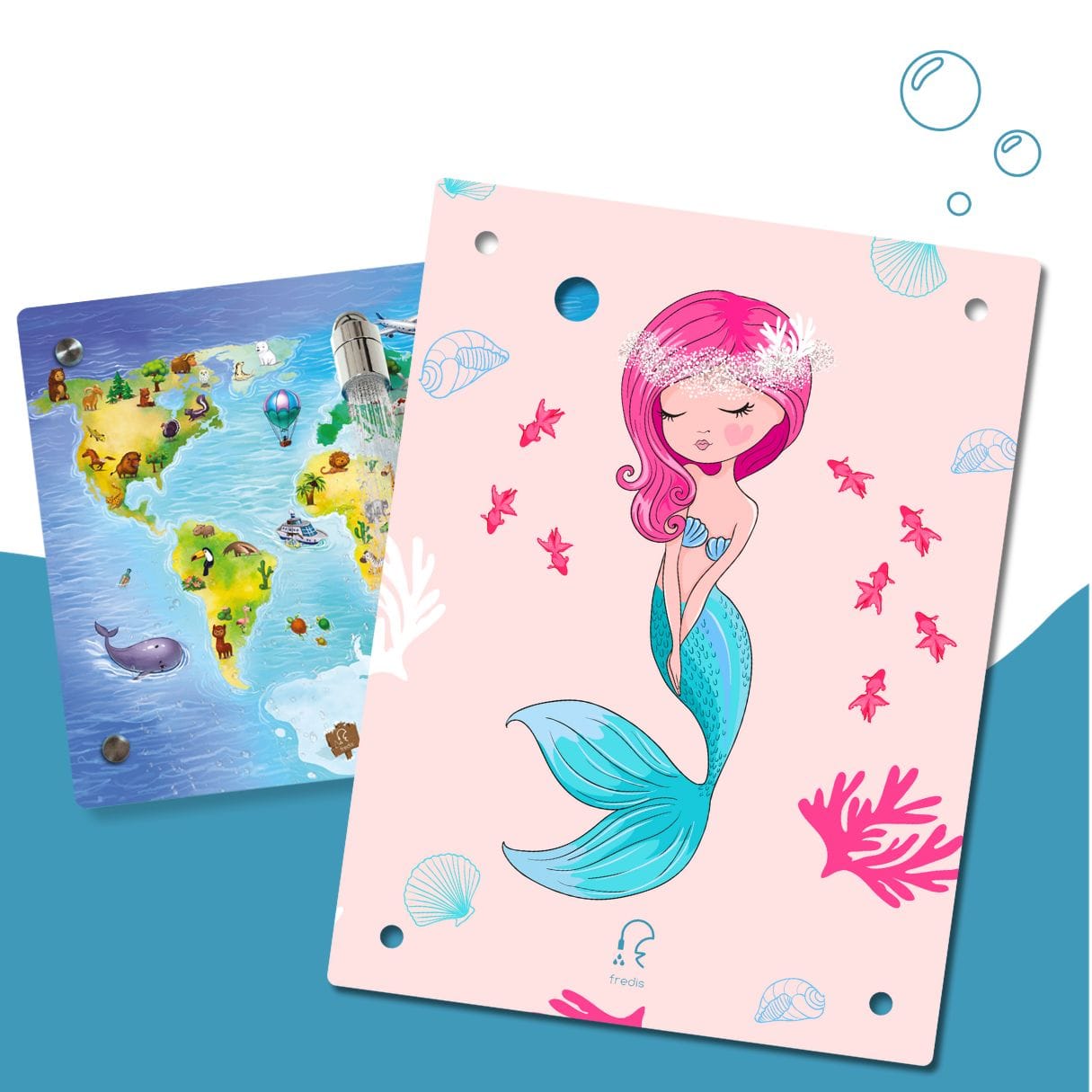 Kinderdusche Weltkarte & Wechselmotiv