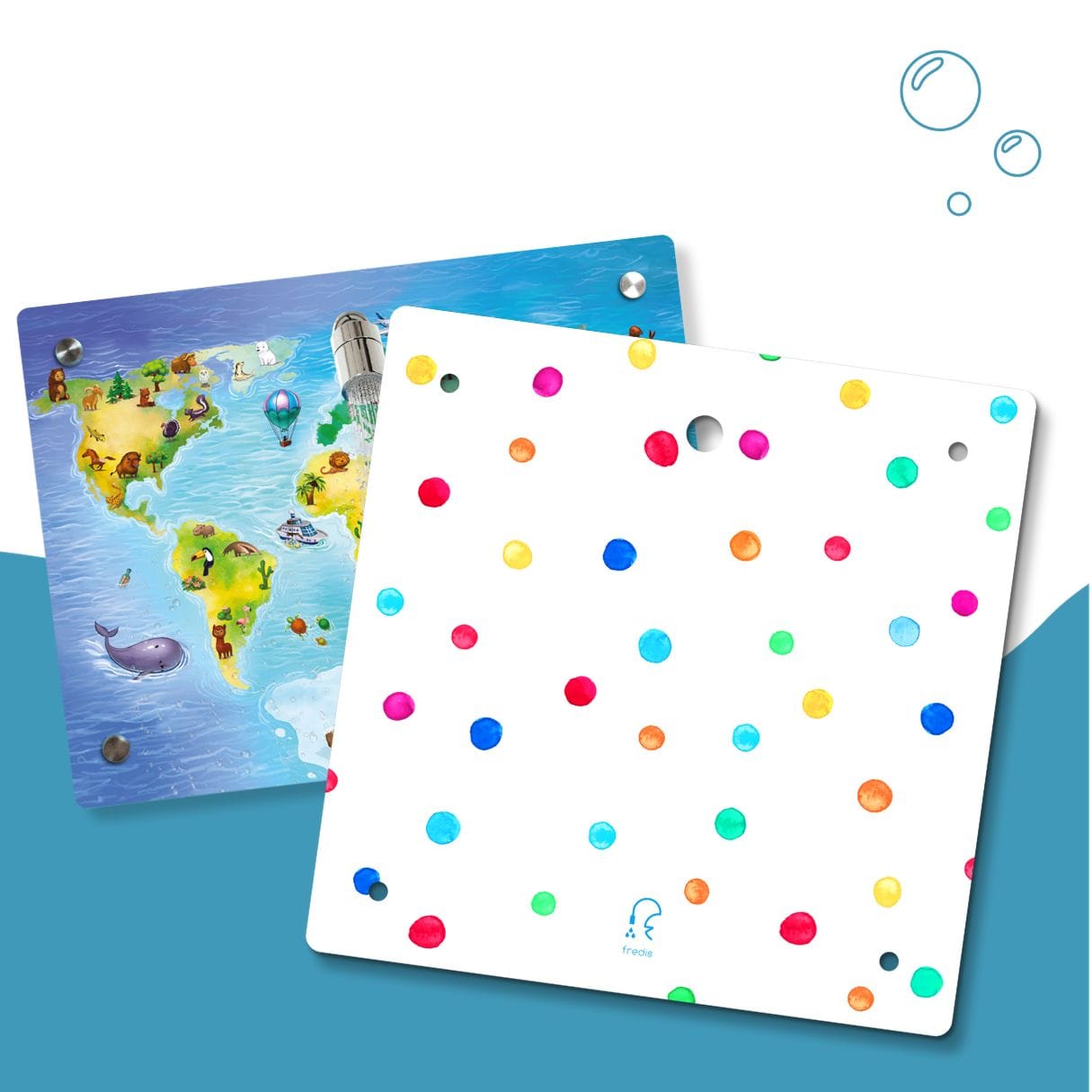 Kinderdusche Weltkarte & Wechselmotiv