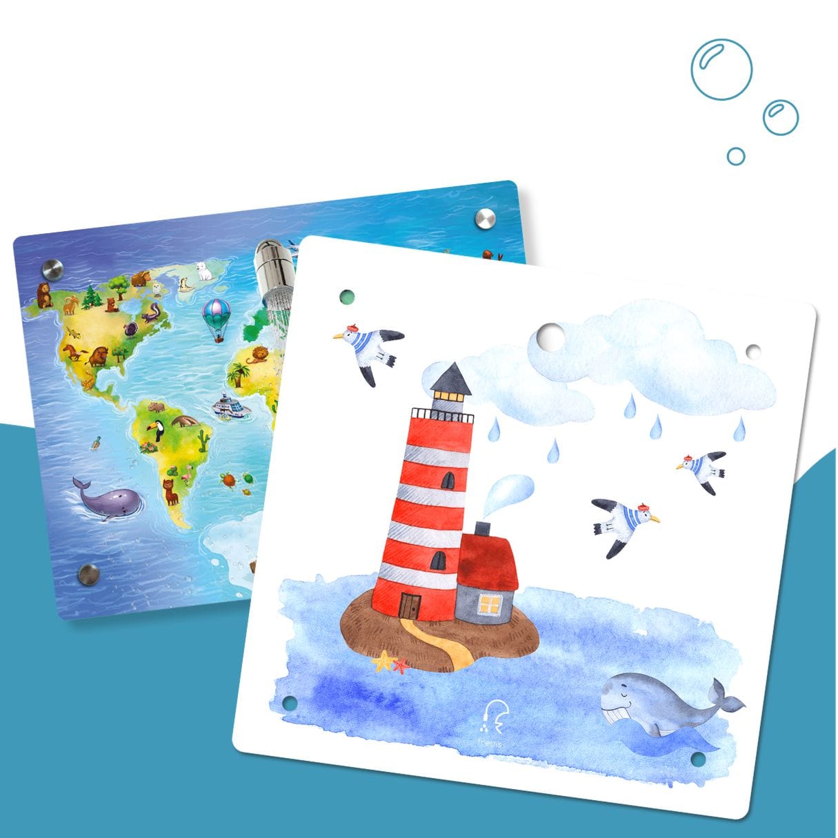 Kinderdusche Weltkarte & Wechselmotiv