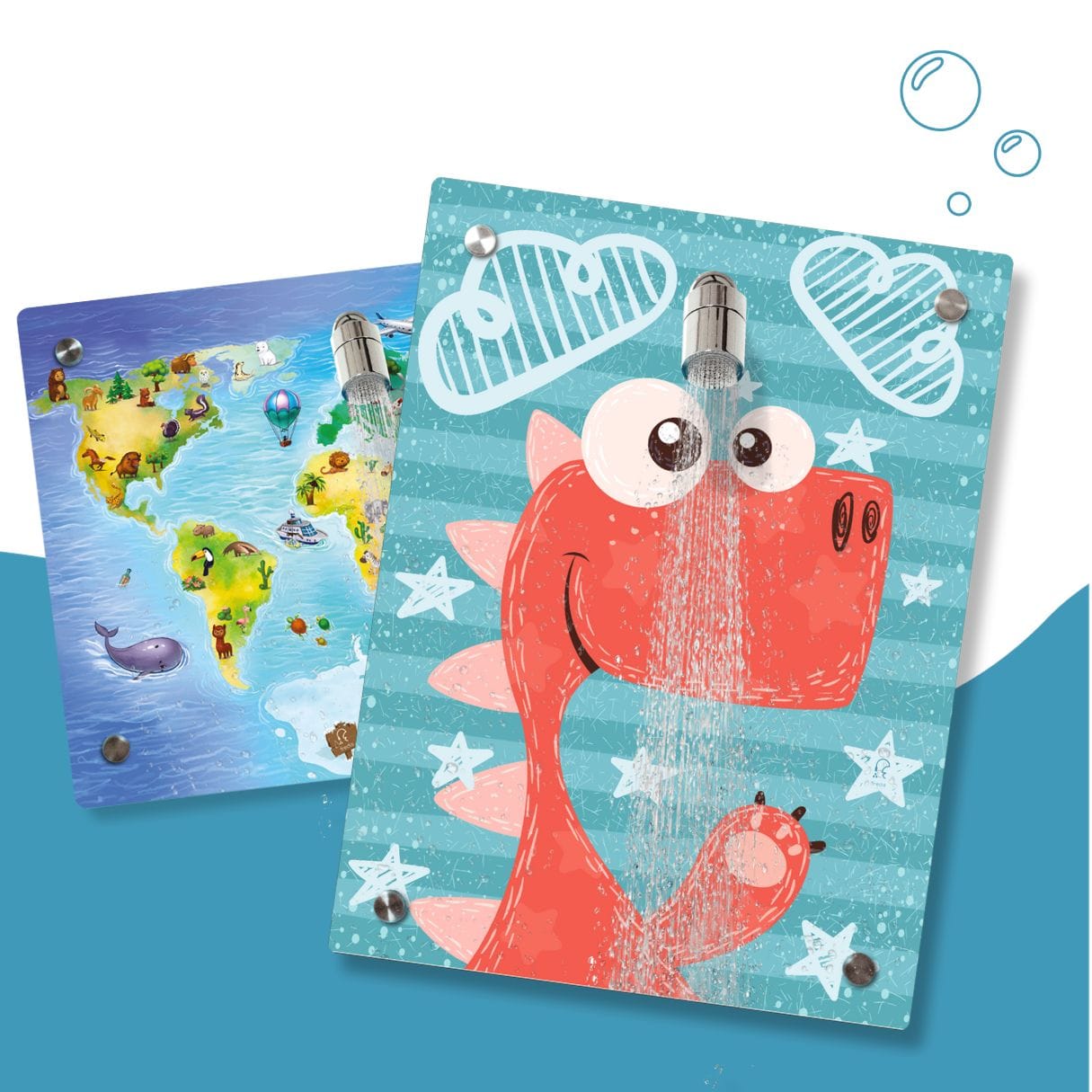 Kinderdusche Weltkarte & Wechselmotiv