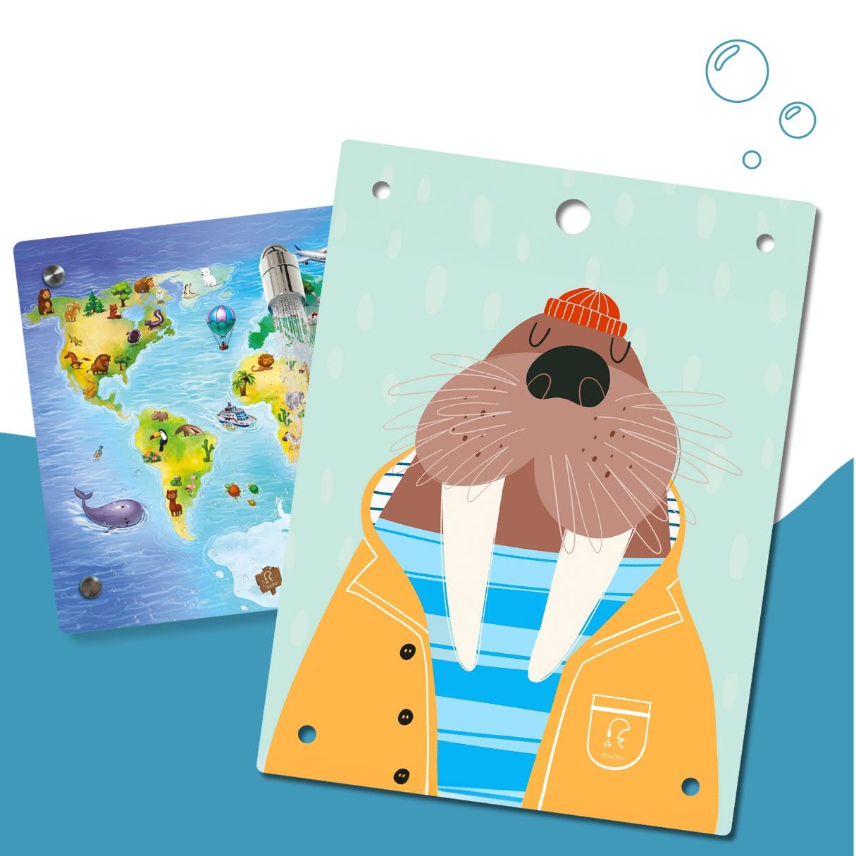 Kinderdusche Weltkarte & Wechselmotiv