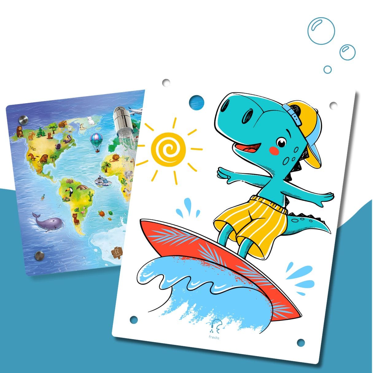 Kinderdusche Weltkarte & Wechselmotiv