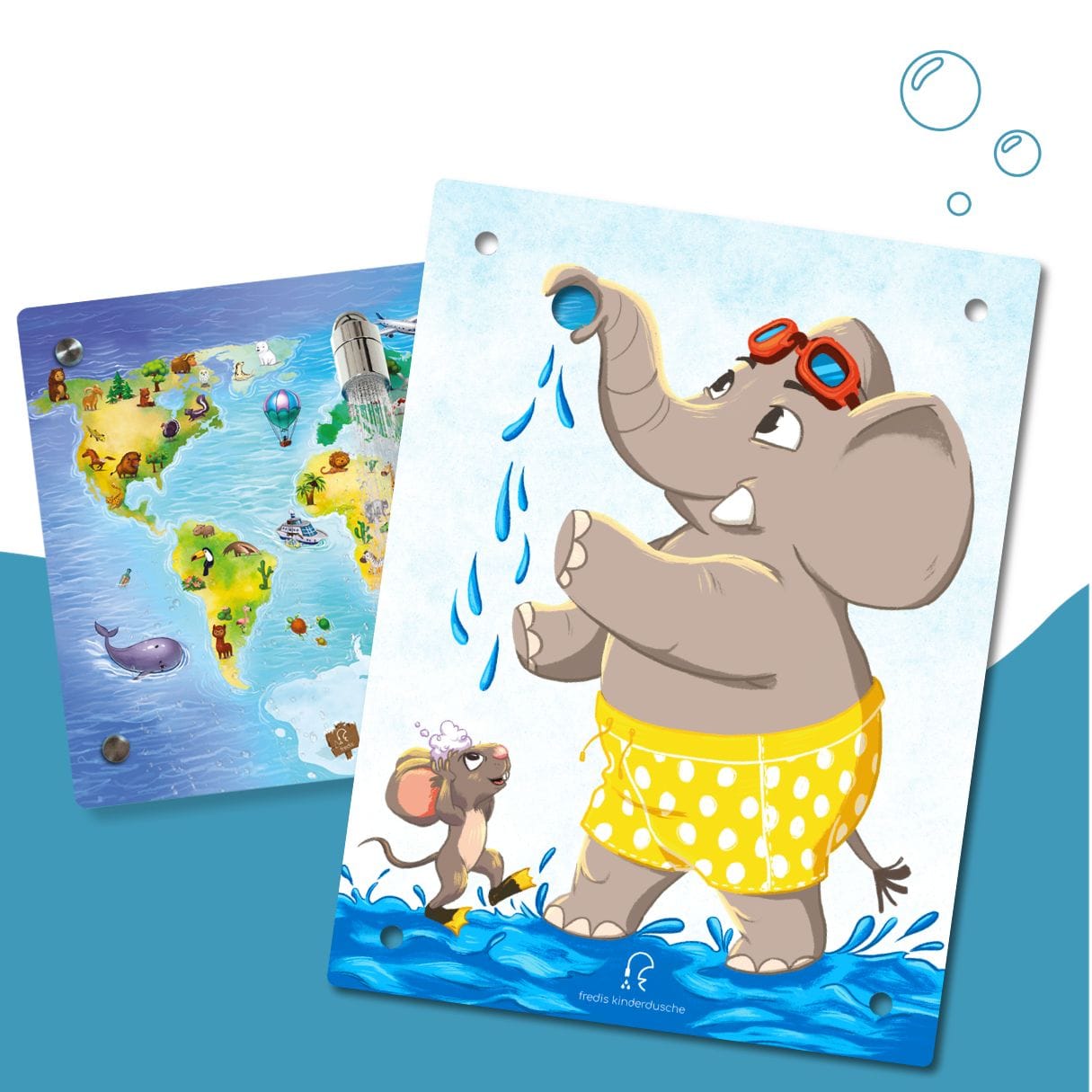 Kinderdusche Weltkarte & Wechselmotiv