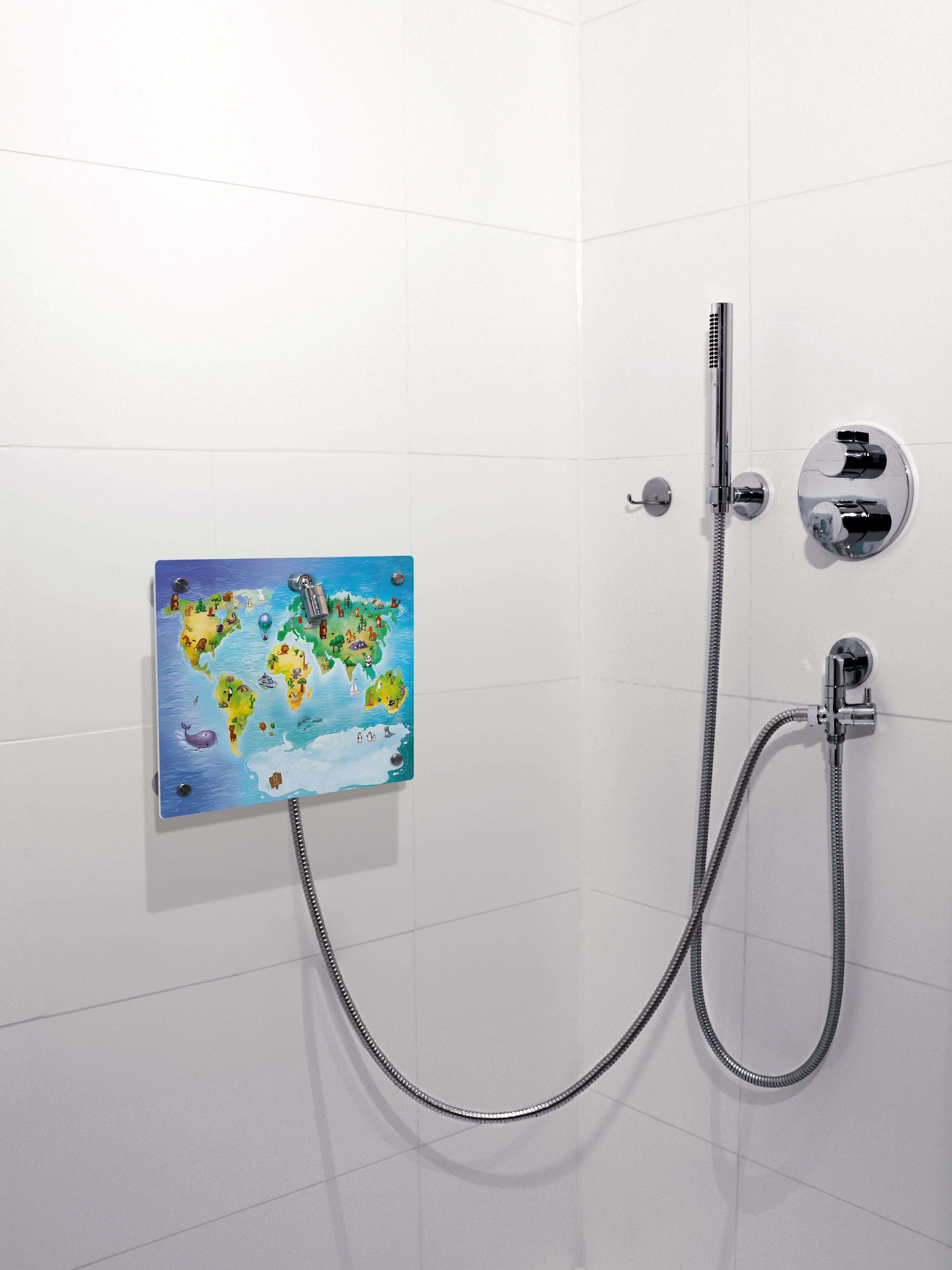 Kinderdusche Weltkarte & Wechselmotiv