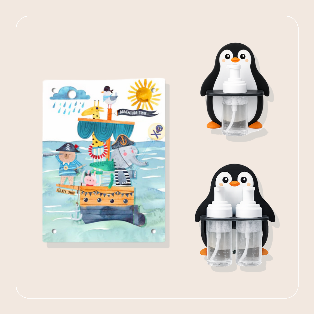 Schaumspender Pinguin mit Wechselmotiv pirat