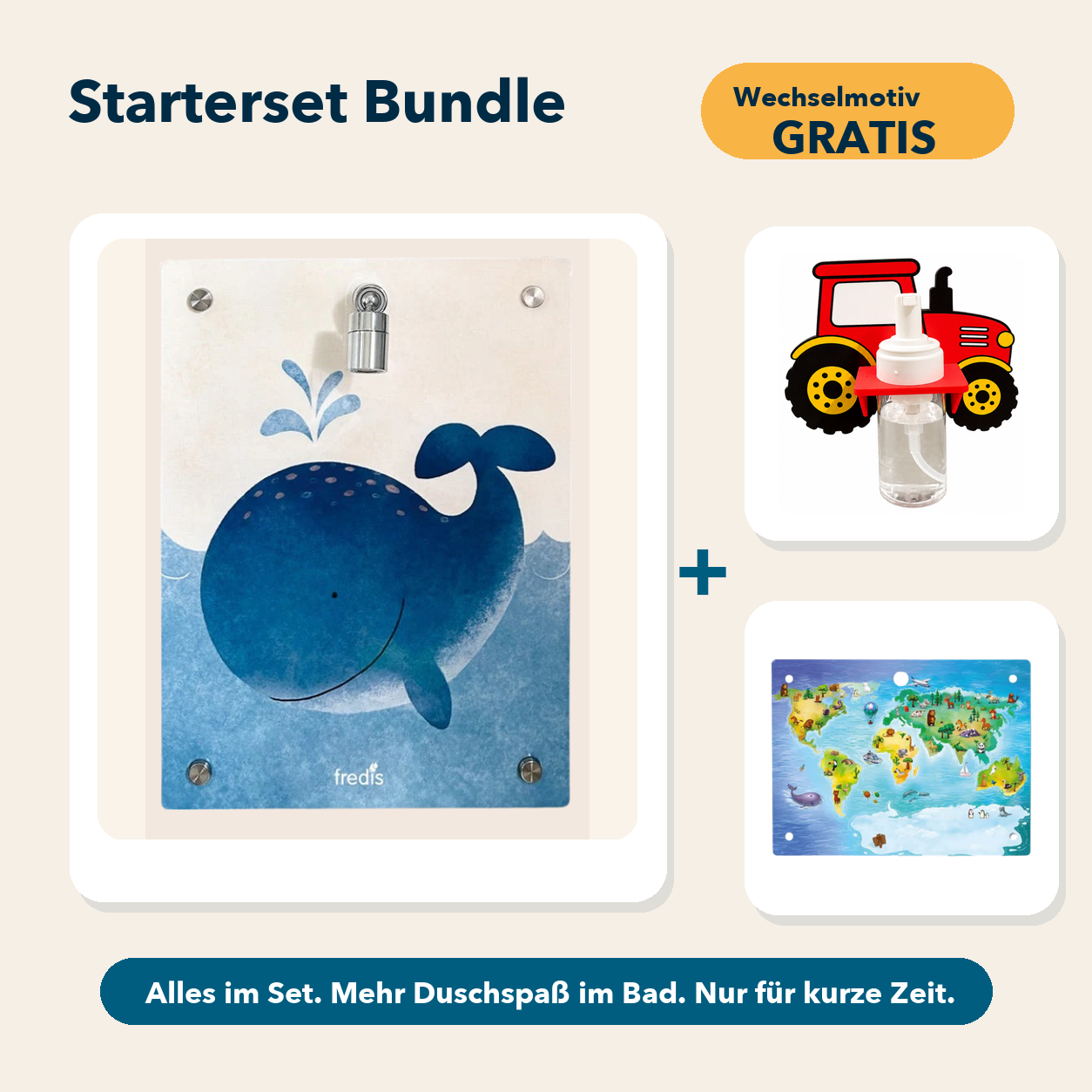 Starterset 2: Großer Wal, Traktor und Wechselmotiv Weltkarte