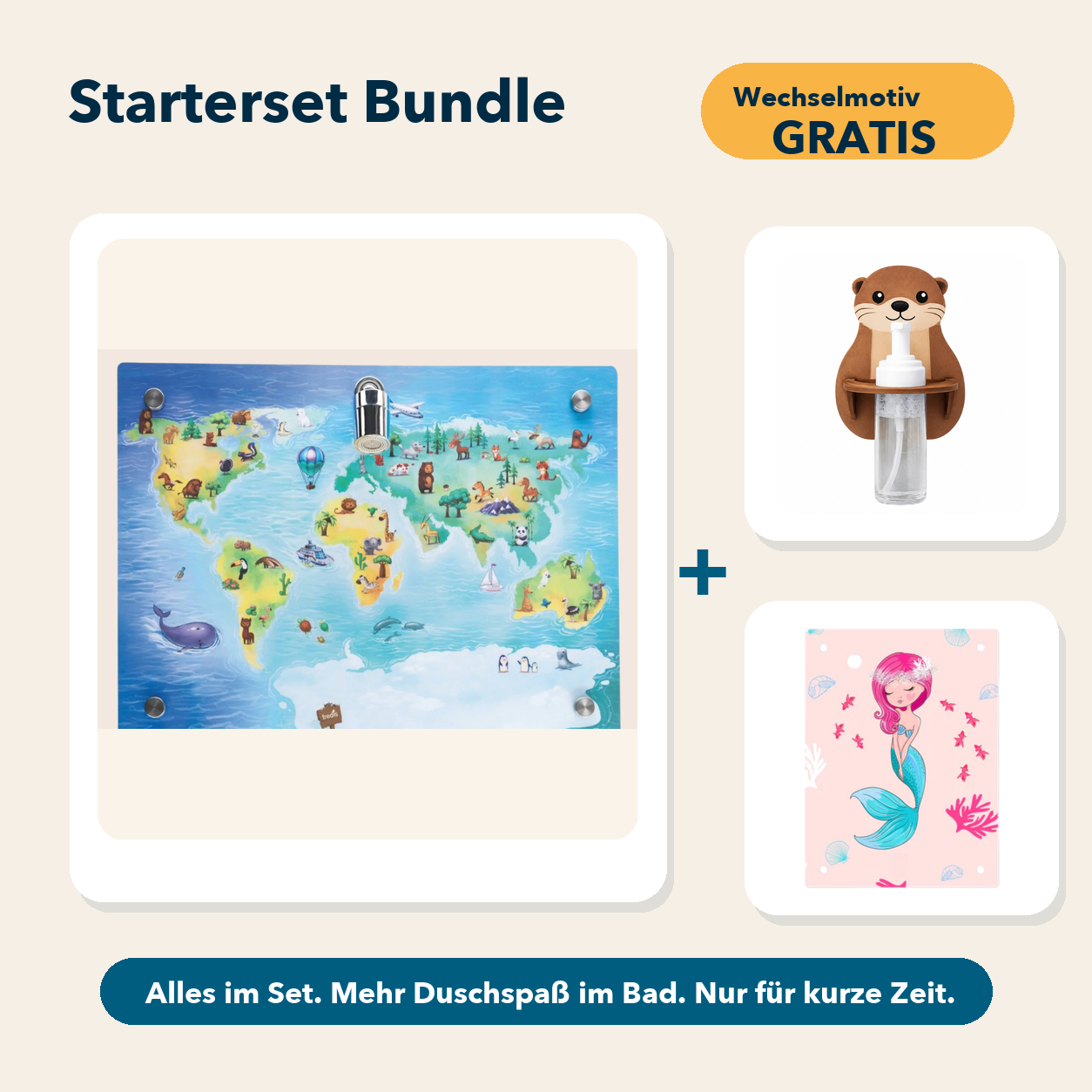 Starterset Bundle: Weltkarte, Otter-Schaumspender und Wechselmotiv Meerjungfrau
