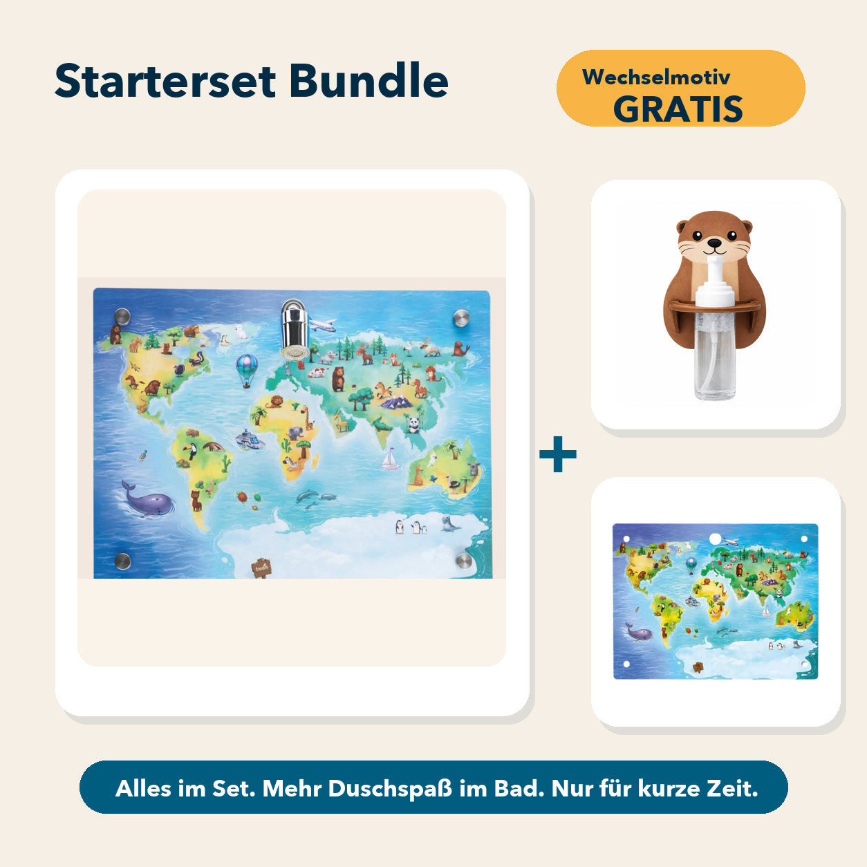 Starterset Bundle: Weltkarte, Otter-Schaumspender und Wechselmotiv Weltkarte