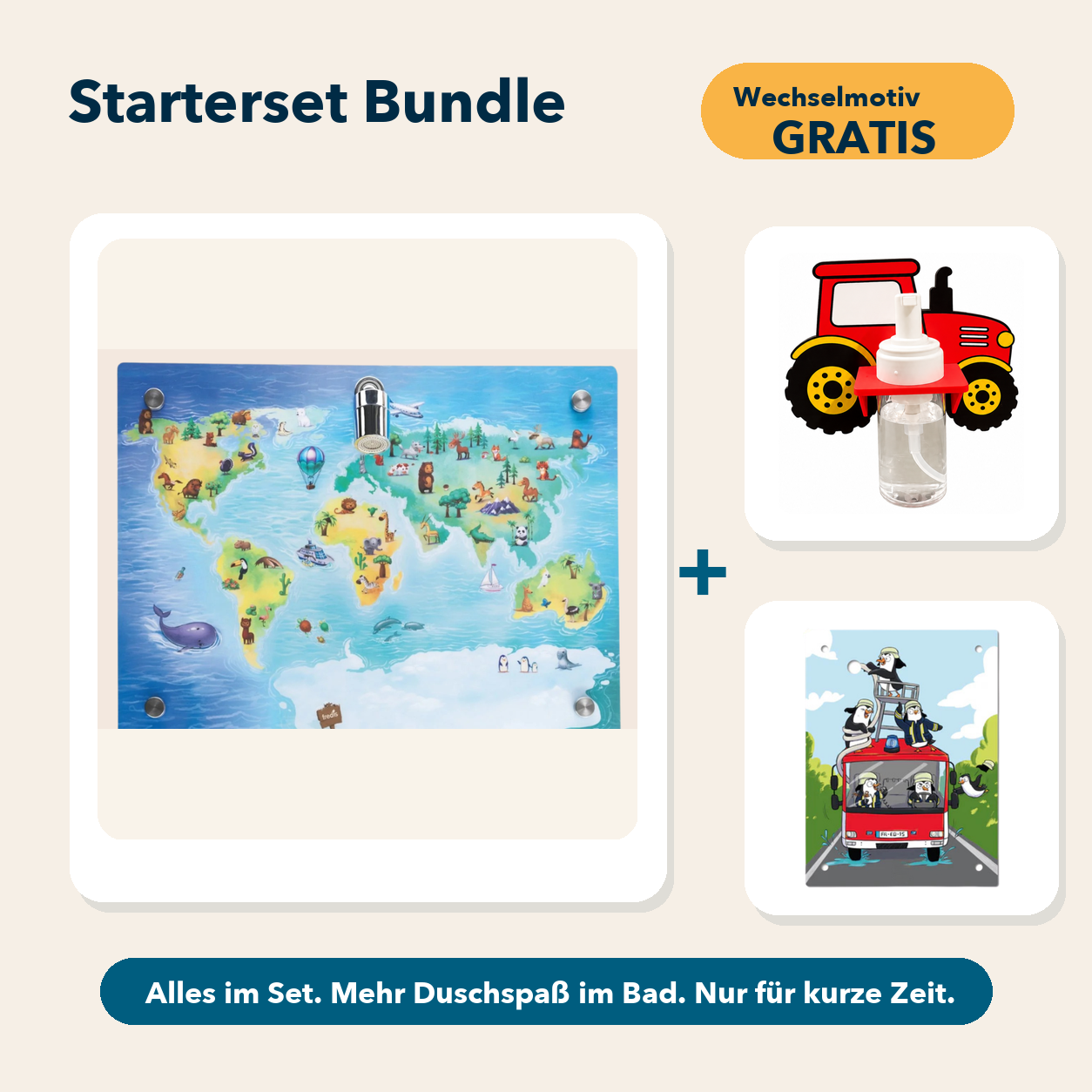 Starterset 2: Weltkarte, Traktor und Wechselmotiv Feuerwehr