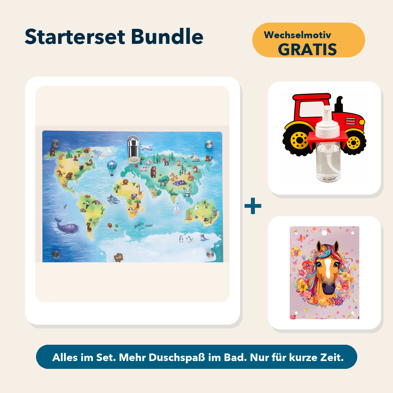 Starterset 2: Weltkarte, Traktor und Wechselmotiv Pferd