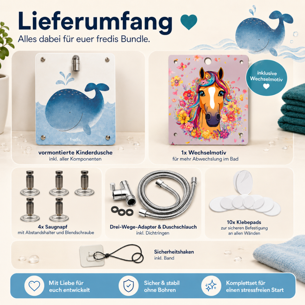 Kinderdusche mit Wechselmotiv