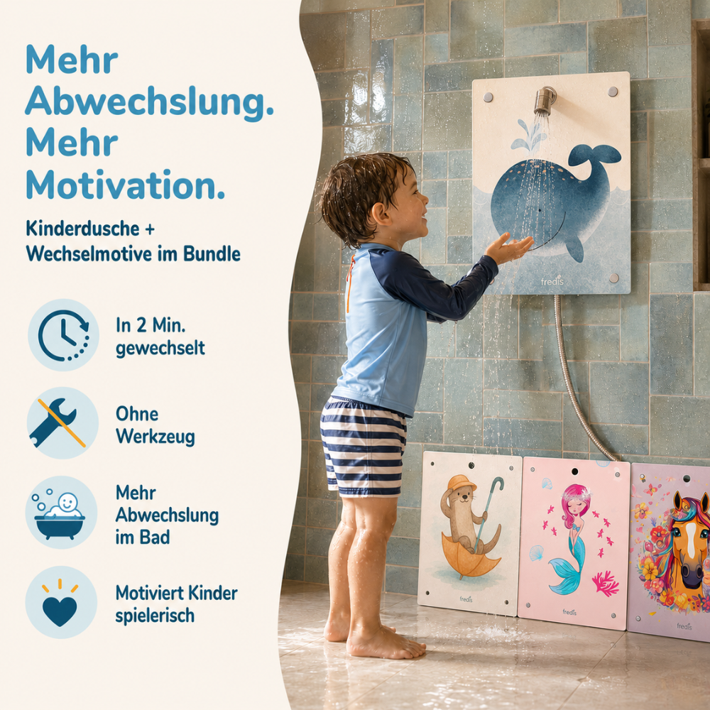Kinderdusche mit Wechselmotiv