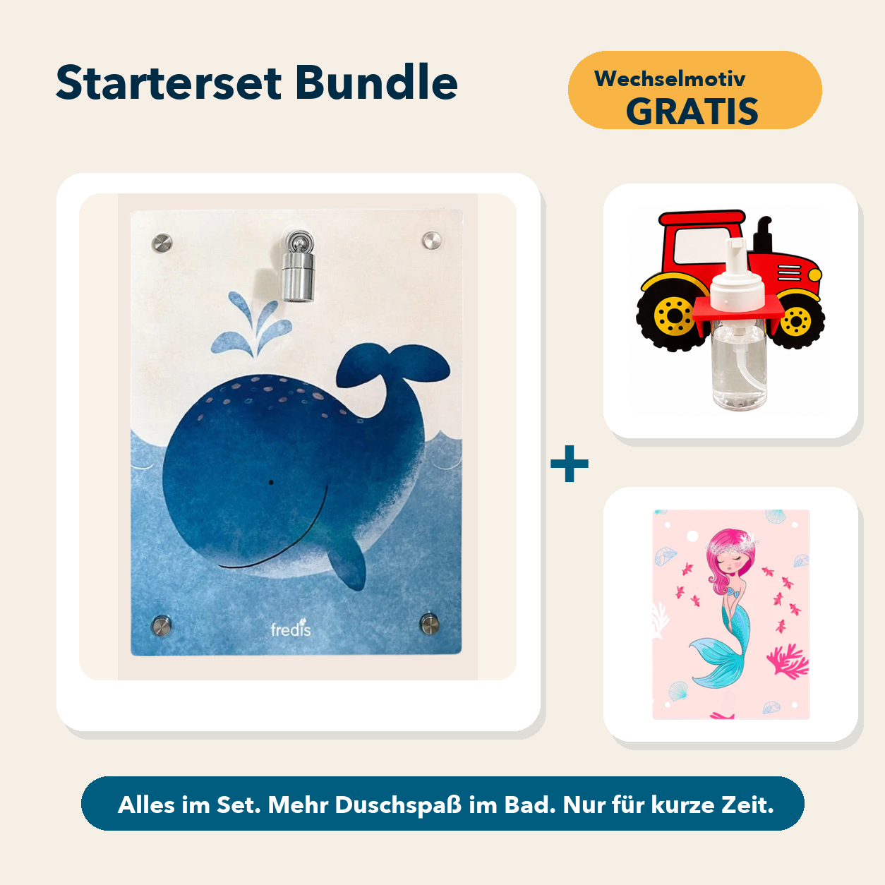 Starterset 2: Großer Wal, Traktor und Wechselmotiv Meerjungfrau