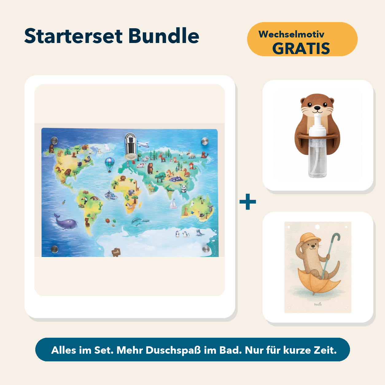 Starterset Bundle: Weltkarte, Otter-Schaumspender und Wechselmotiv fredi